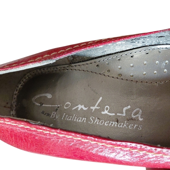 Vintage Contessa Red Leather Pumps Slip-on Buckled Heels size 8 - Picture 5 of 13